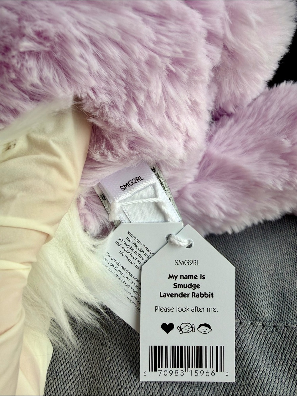 Authentic Jellycat Smudge Lavender Rabbit - Picture 7 of 8